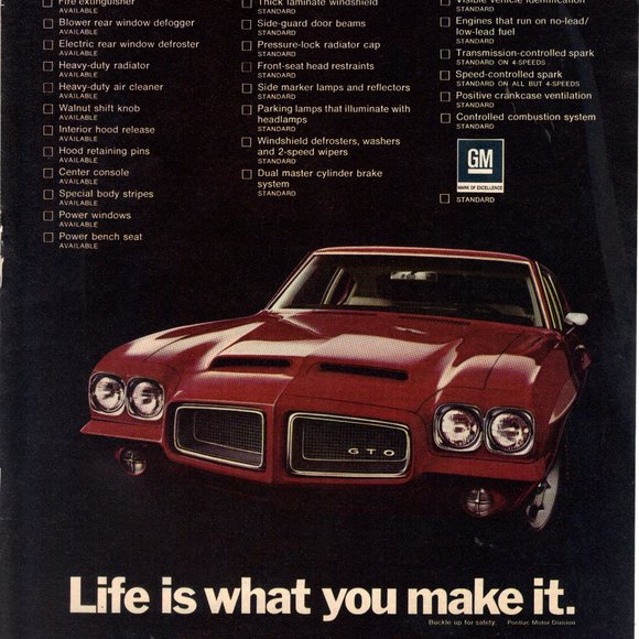 Vintage 1972 Pontiac GTO Print Ad PA178 - Picture 1 of 1